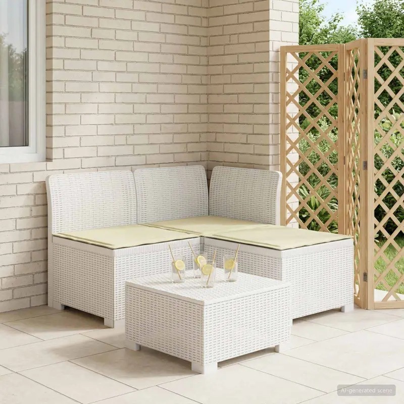 Vidaxl 3-zits tuinbank met kussens in rattanlook 3-zits pp wit