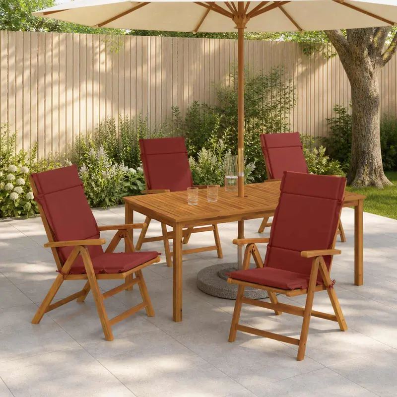 Vidaxl 4-delige hoogrug kussen gemert 4 pcs 100% polyester rood