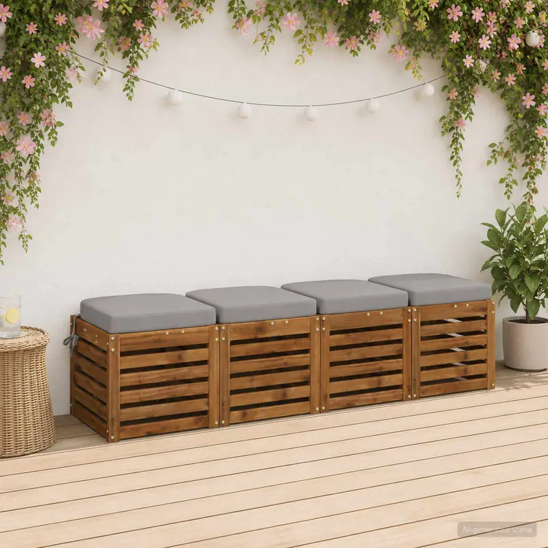 Vidaxl 4-piece zitkussens soest 4 pcs 100% polyester grijs