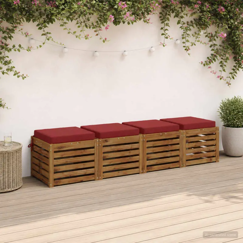 Vidaxl 4-piece zitkussens soest 4 st 100% polyester wijnrood