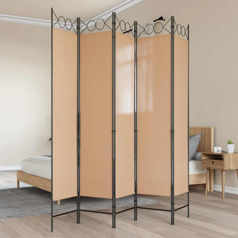 Vidaxl 5-panel room divider beige 200 x 200 cm stof
