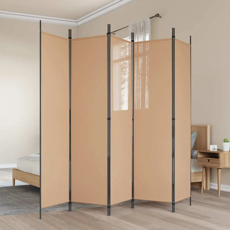 Vidaxl 5-panel room divider beige 250 x 200 cm stof