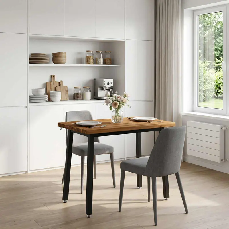 Vidaxl 90 x 55 x 75 cm massief acaciahout naturel en zwart rechthoekig