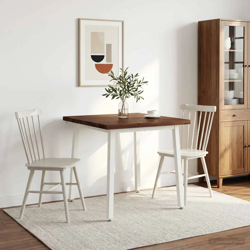 Vidaxl 90 x 90 x 75 cm massief acaciahout donkerbruin en wit vierkant