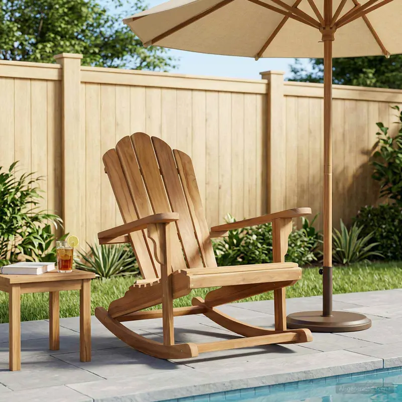 Vidaxl adirondack schommelstoel naturel massief teakhout