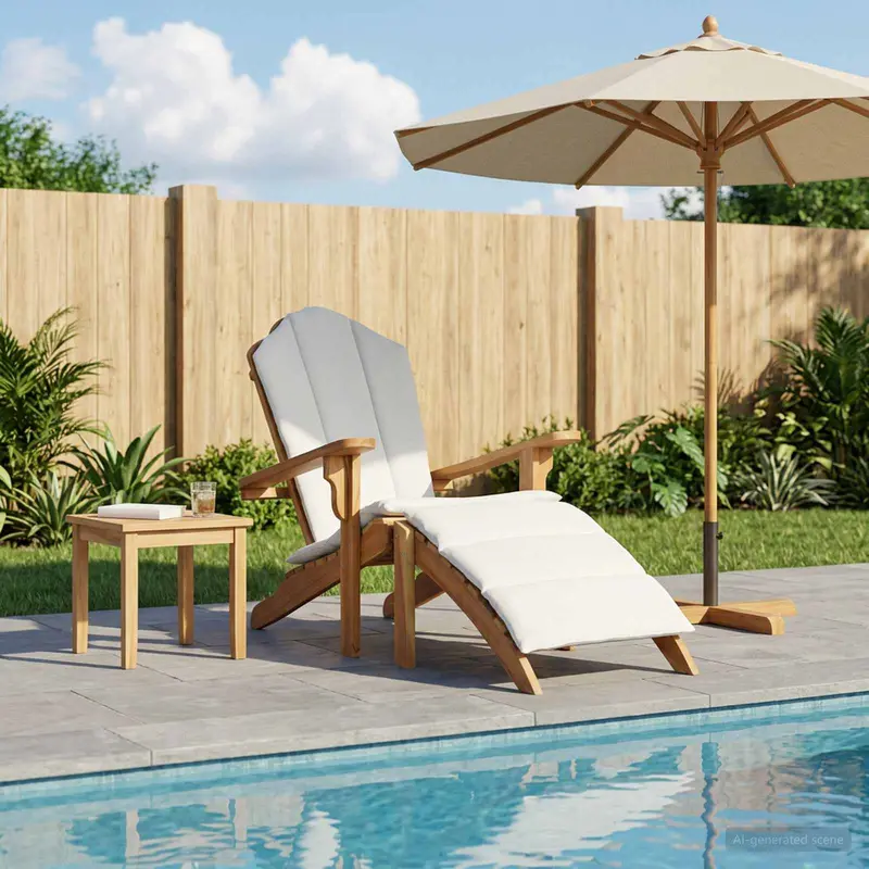 Vidaxl adirondack tuinstoel met voetensteun naturel massief teakhout