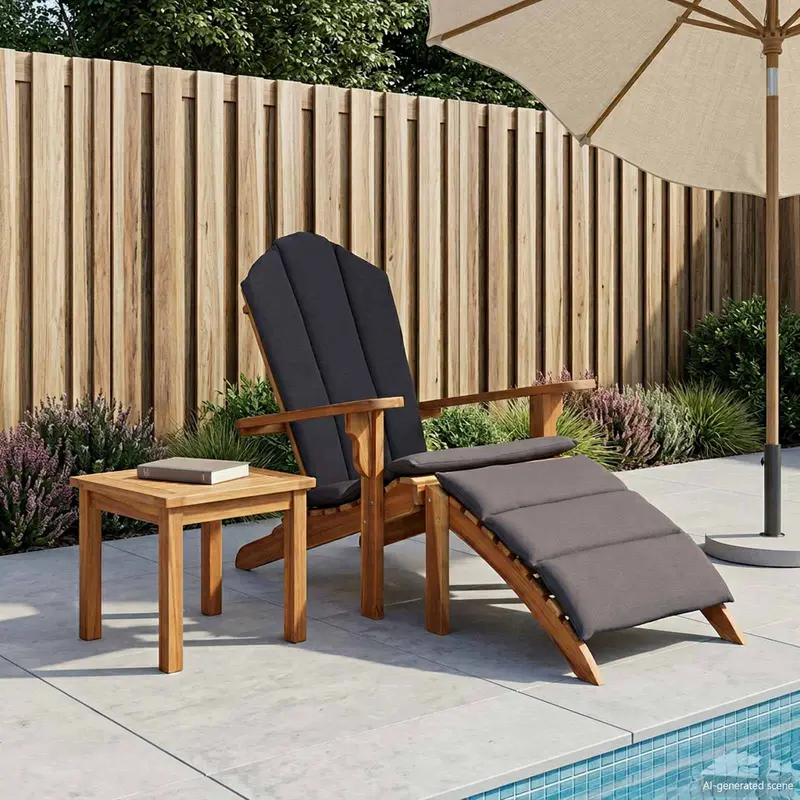 Vidaxl adirondack tuinstoel met voetensteun naturel massief teakhout