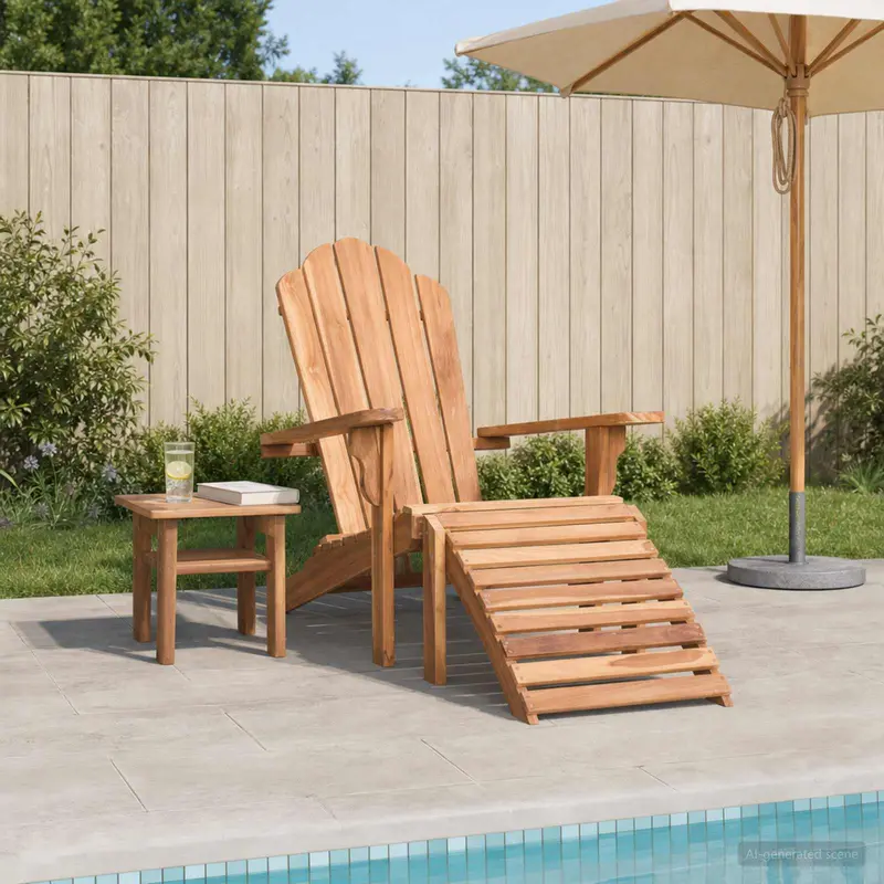 Vidaxl adirondack tuinstoel met voetensteun naturel massief teakhout