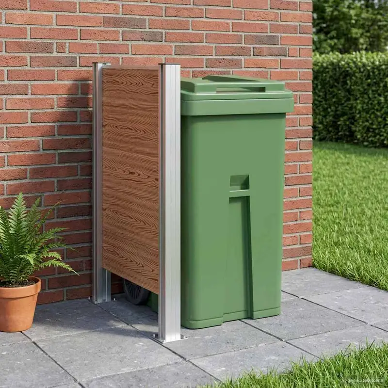 Vidaxl afvalbak schutting bruin 85 x 12 x 115 cm aluminium en wpc