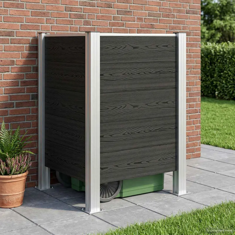 Vidaxl afvalbak schutting grijs 85 x 85 x 115 cm aluminium en wpc