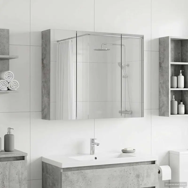 Vidaxl badkamer spiegelkast beton grijs 60 x 14,5 x 50 cm bewerkt hout
