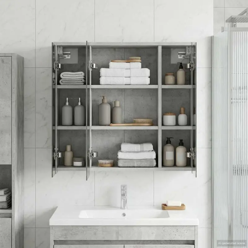 Vidaxl badkamer spiegelkast beton grijs 63,5 x 16 x 62,5 cm