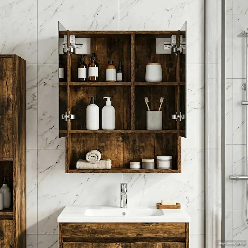 Vidaxl badkamer spiegelkast gerookt eiken 50 x 14,5 x 70 cm