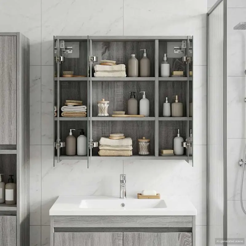 Vidaxl badkamer spiegelkast grijs sonoma 63,5 x 16 x 62,5 cm