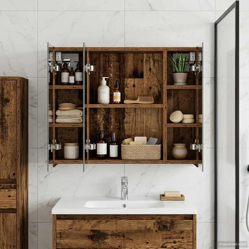 Vidaxl badkamer spiegelkast oudhout 60 x 14,5 x 50 cm bewerkt hout