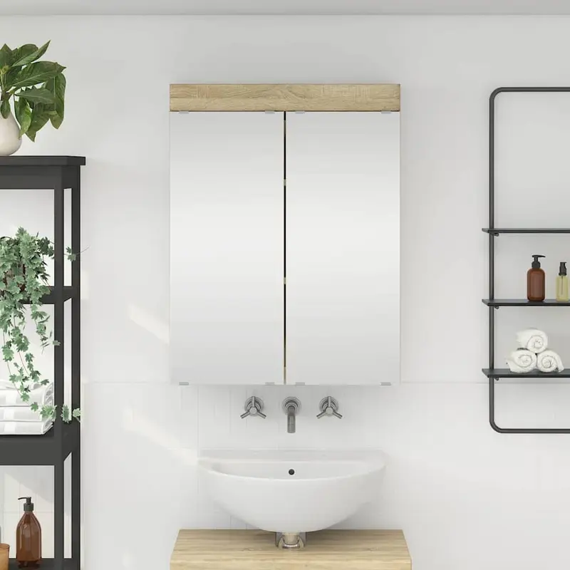 Vidaxl badkamer spiegelkast tulum sonoma eiken 60 x 16,5 x 78 cm