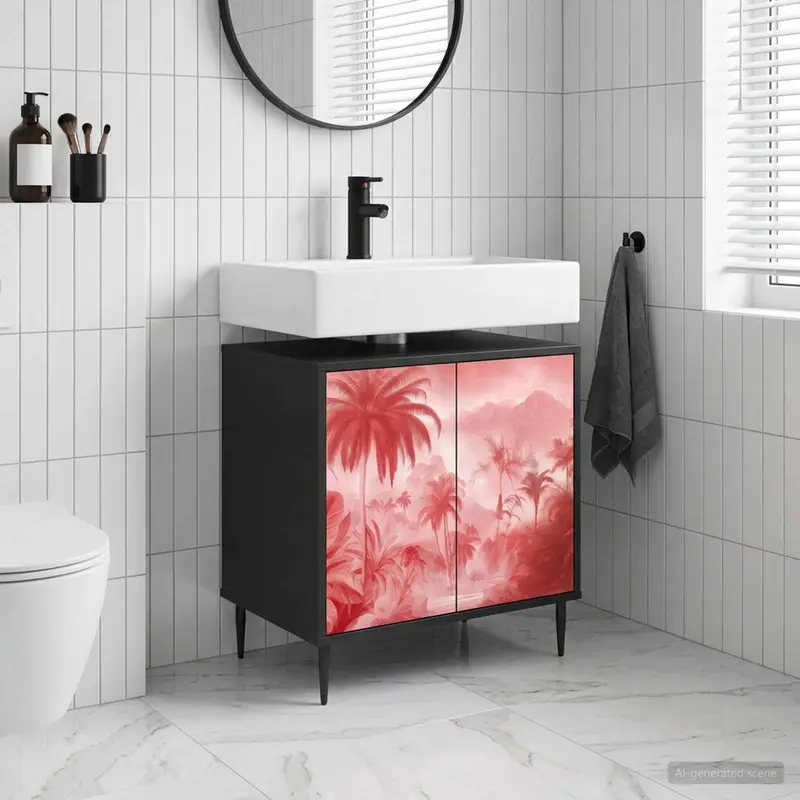 Vidaxl badkamerkast aachen zwart eiken 60 x 40 x 61 cm bewerkt hout