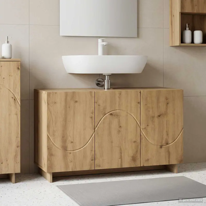 Vidaxl badkamerkast artisanaal eiken 101 x 41 x 58 cm bewerkt hout