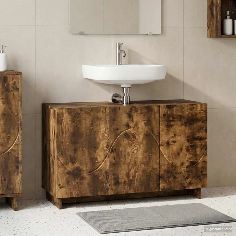 Vidaxl badkamerkast gerookt eiken 101 x 41 x 58 cm bewerkt hout