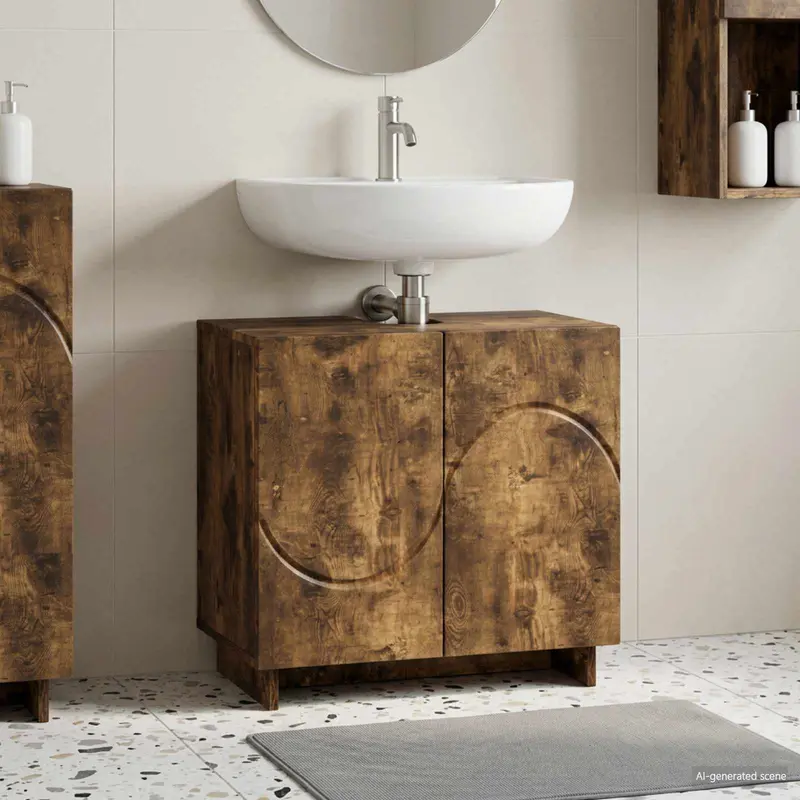 Vidaxl badkamerkast gerookt eiken 60 x 41 x 58 cm bewerkt hout
