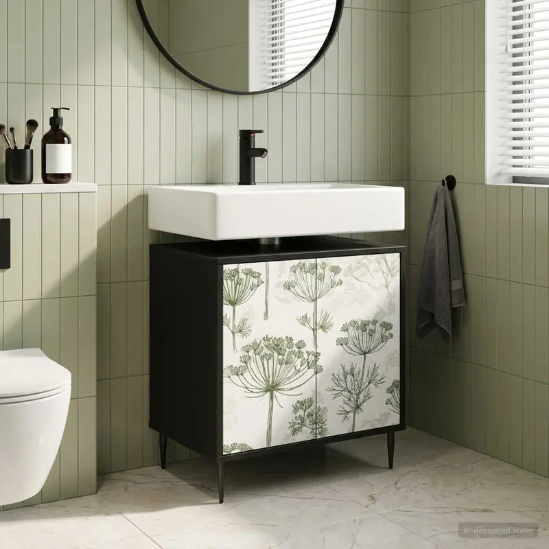 Vidaxl badkamerkast gotha zwart eiken 60 x 40 x 61 cm bewerkt hout