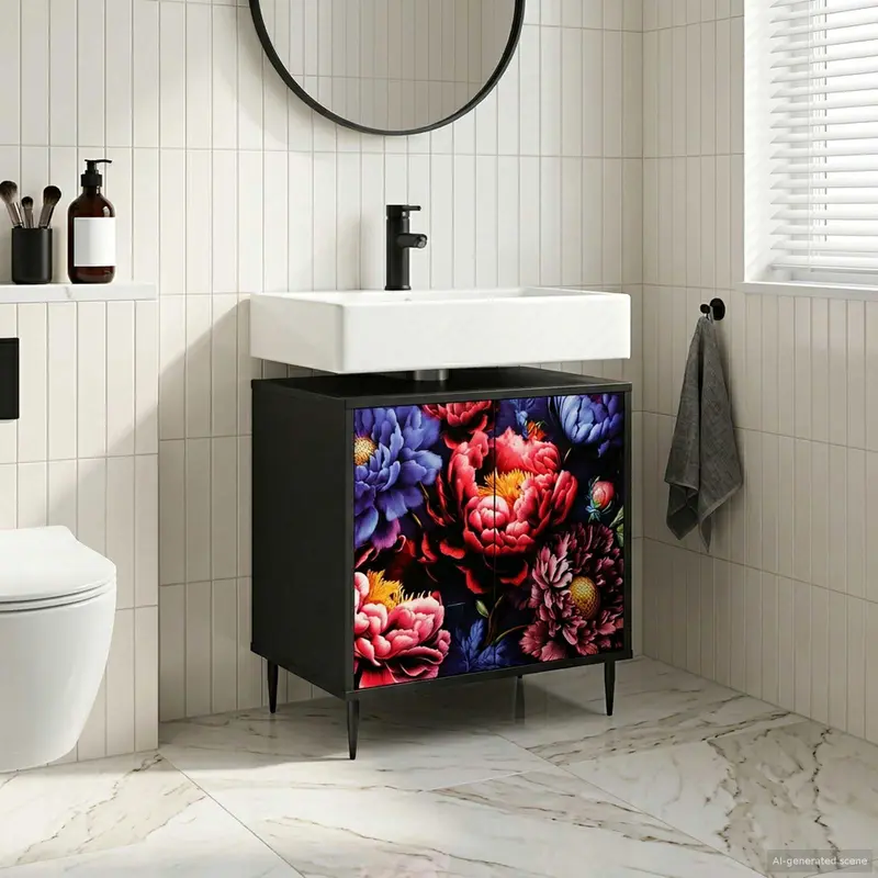 Vidaxl badkamerkast kiel zwart eiken 60 x 40 x 61 cm bewerkt hout