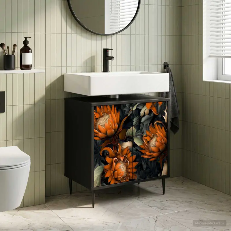Vidaxl badkamerkast lochem zwart eiken 60 x 40 x 61 cm bewerkt hout