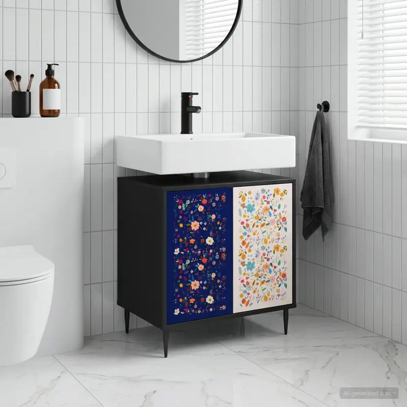 Vidaxl badkamerkast mainz zwart eiken 60 x 40 x 61 cm bewerkt hout