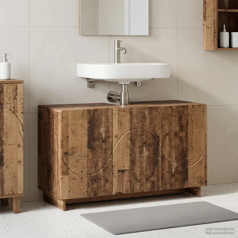 Vidaxl badkamerkast oud hout 101 x 41 x 58 cm bewerkt hout