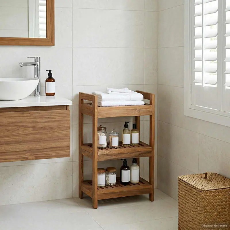 Vidaxl badkamerplank naturel 45 x 30 x 71 cm massief teakhout
