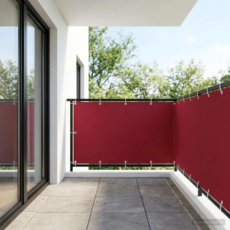 Vidaxl balkon privacy scherm 150 x 500 cm stof met pu-coating rood