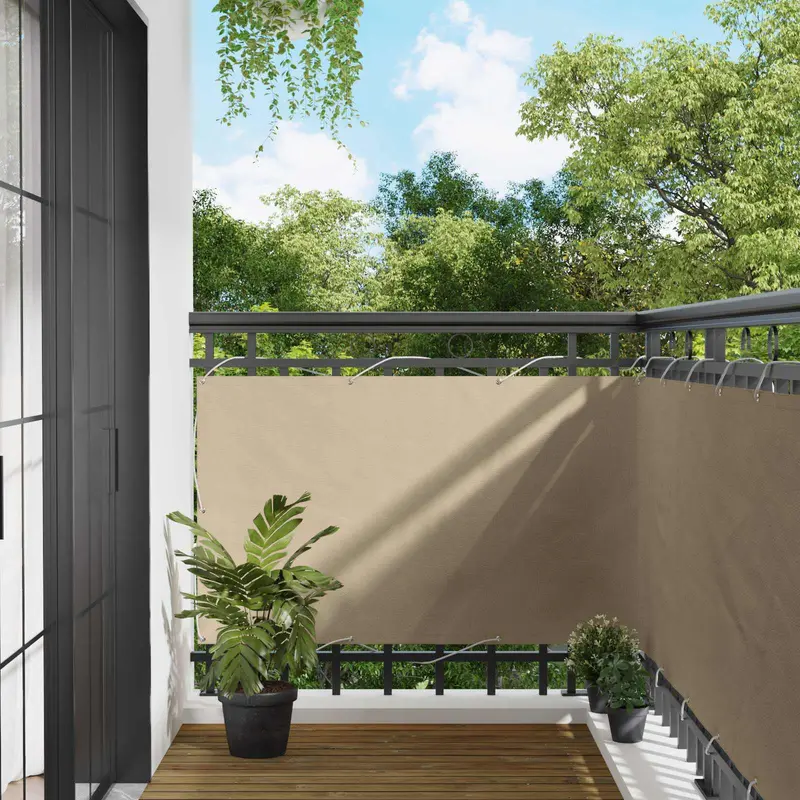 Vidaxl balkon scherm 100 x 500 cm oxford stof rechthoekig beige