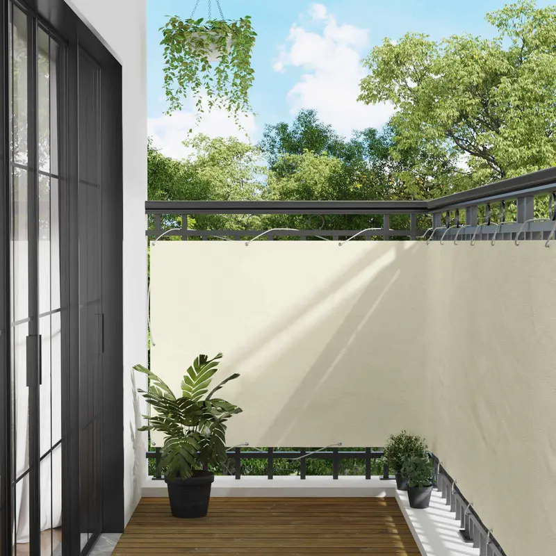 Vidaxl balkon scherm 110 x 1000 cm oxford stof rechthoekig crème
