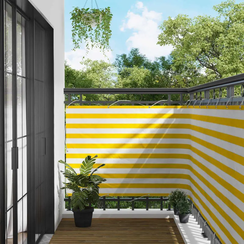 Vidaxl balkon scherm 110 x 700 cm oxford stof rechthoekig geel en wit