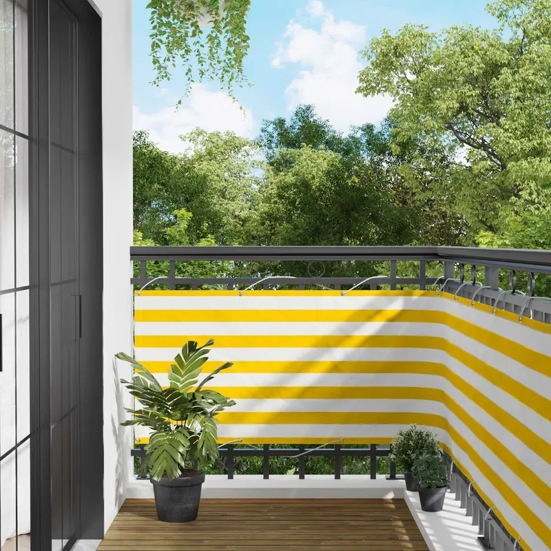 Vidaxl balkon scherm 75 x 200 cm oxford stof rechthoekig geel en wit