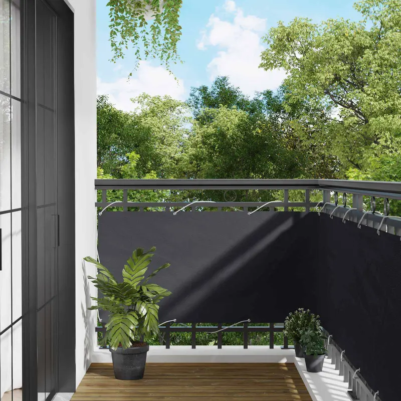 Vidaxl balkon scherm 75 x 200 cm oxford stof rechthoekig zwart