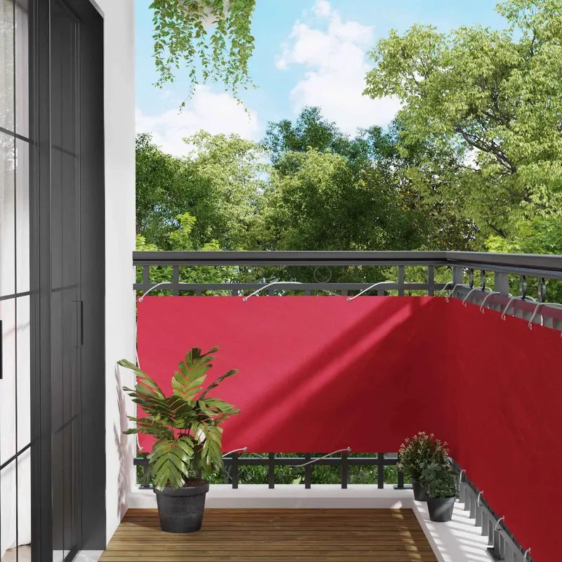 Vidaxl balkon scherm 75 x 800 cm oxford stof rechthoekig bordeauxrood