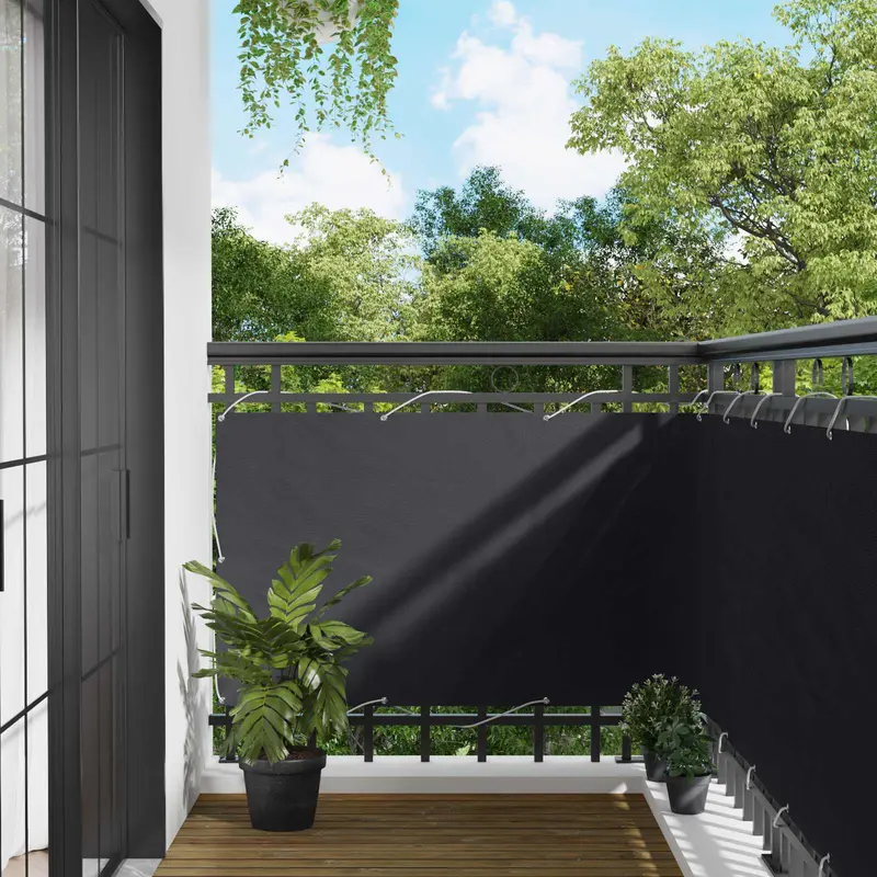 Vidaxl balkon scherm 90 x 200 cm oxford stof rechthoekig zwart