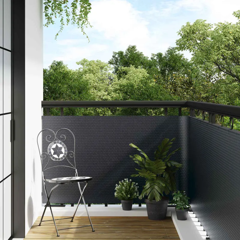 Vidaxl balkon scherm donkergrijs 1000 x 90 cm poly rattan
