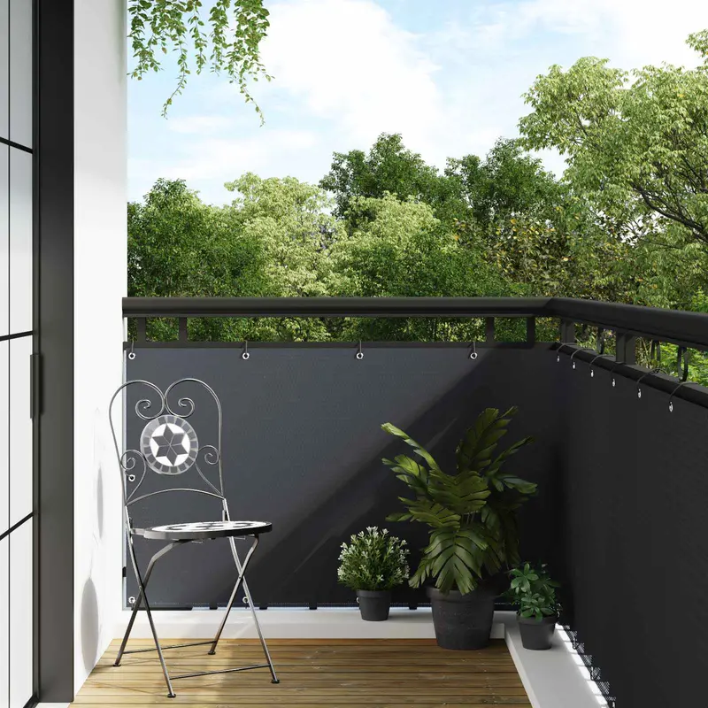 Vidaxl balkon scherm met oogjes 1000 x 90 cm poly rattan