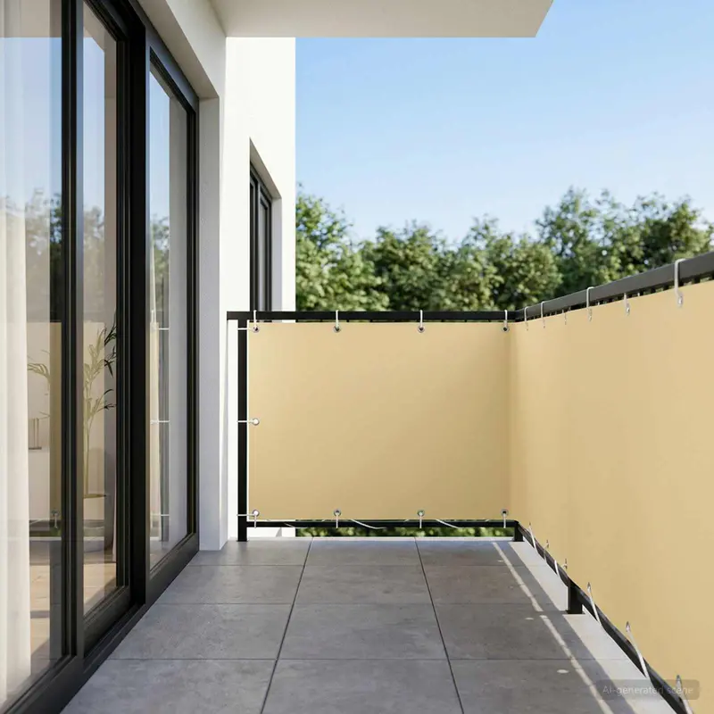 Vidaxl balkonscherm 1,2 x 15 m stof met pu-coating beige