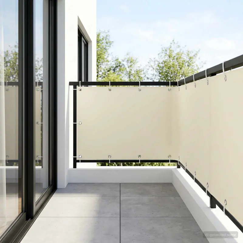 Vidaxl balkonscherm 1,2 x 15 m stof met pu-coating crèmekleurig