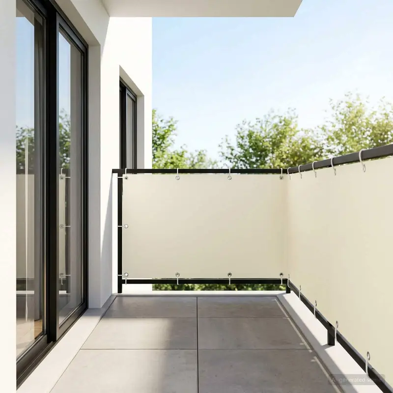 Vidaxl balkonscherm 1,2 x 25 m stof met pu-coating crèmekleurig