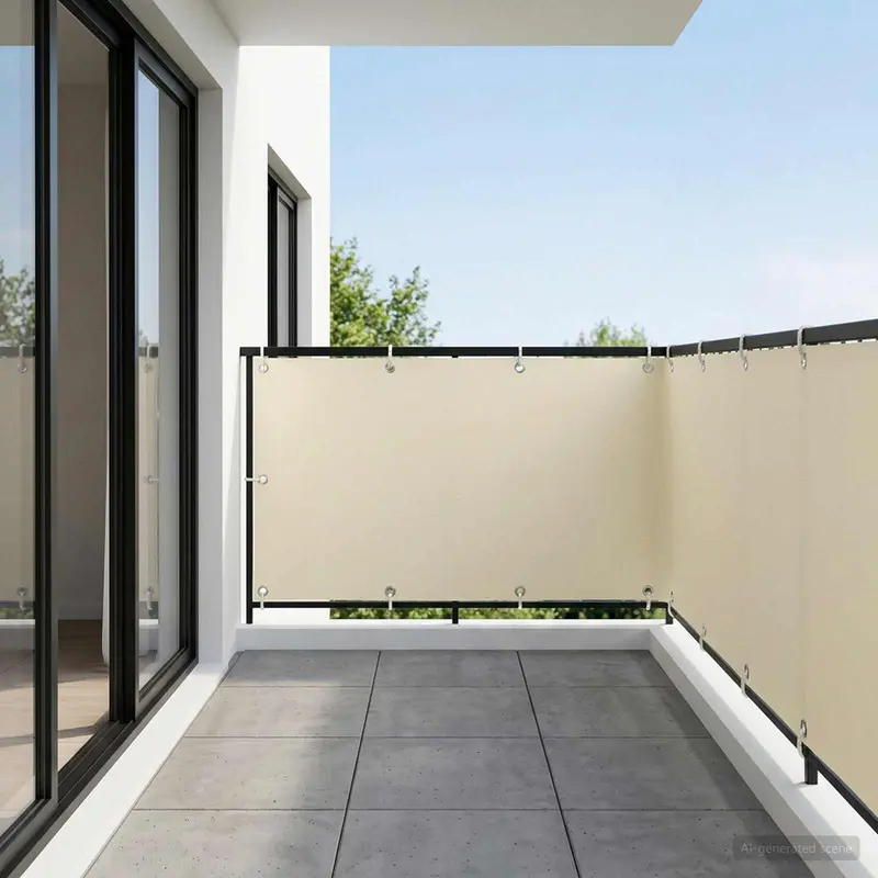 Vidaxl balkonscherm 1,5 x 15 m stof met pu-coating crèmekleurig