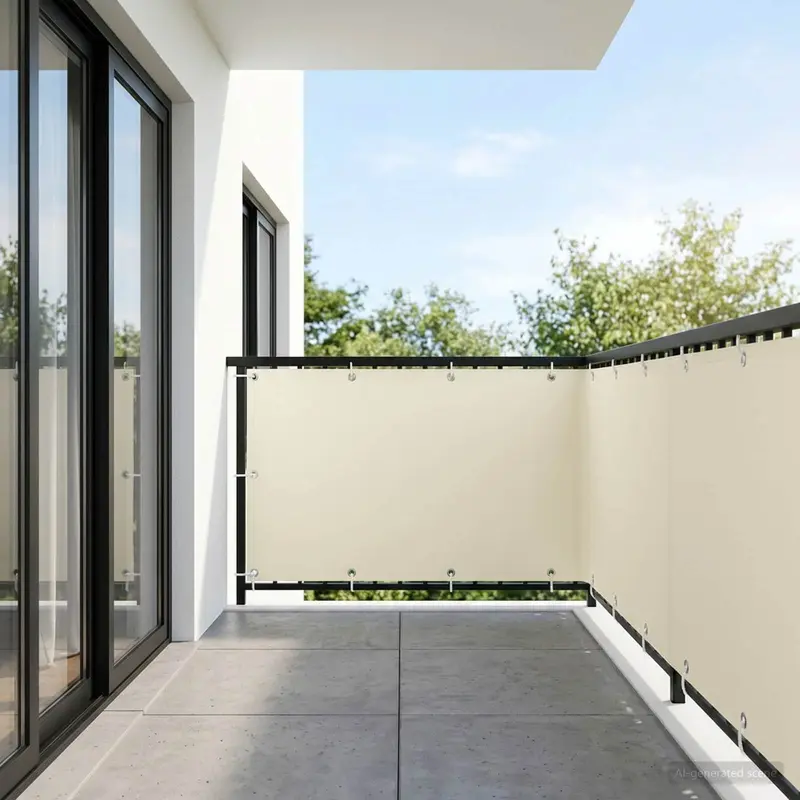 Vidaxl balkonscherm 1,5 x 25 m stof met pu-coating crèmekleurig