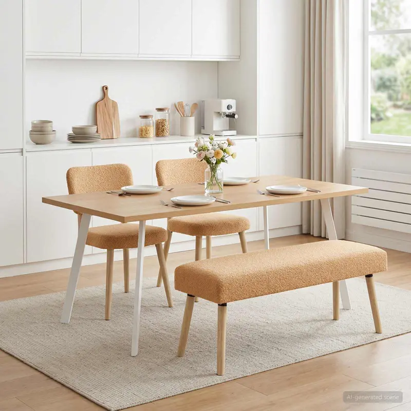 Vidaxl bank effen beige 110 x 40 x 46 cm bouclé