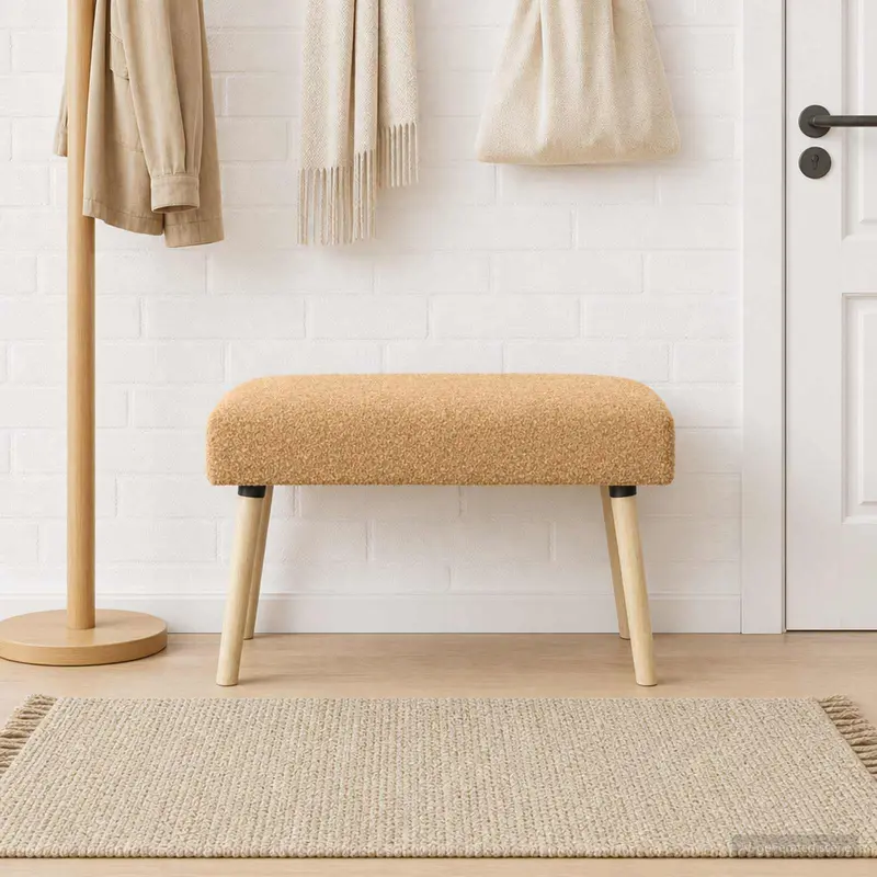 Vidaxl bank effen beige 80 x 40 x 46 cm bouclé