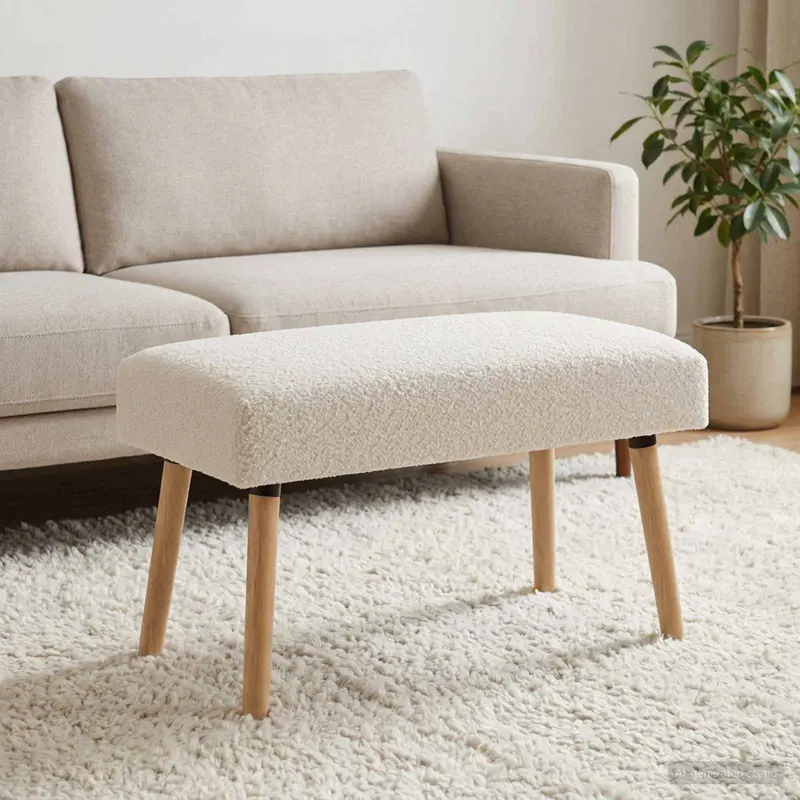 Vidaxl bank effen crèmekleurig 80 x 40 x 46 cm bouclé