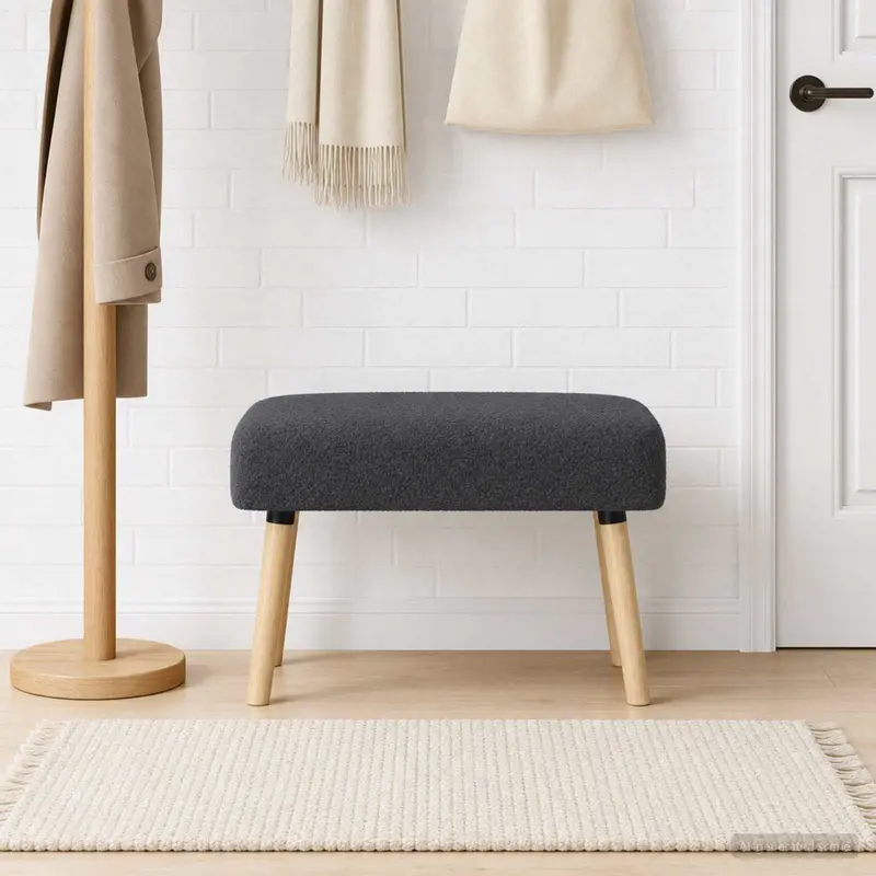 Vidaxl bank effen donkergrijs 60 x 40 x 45 cm bouclé