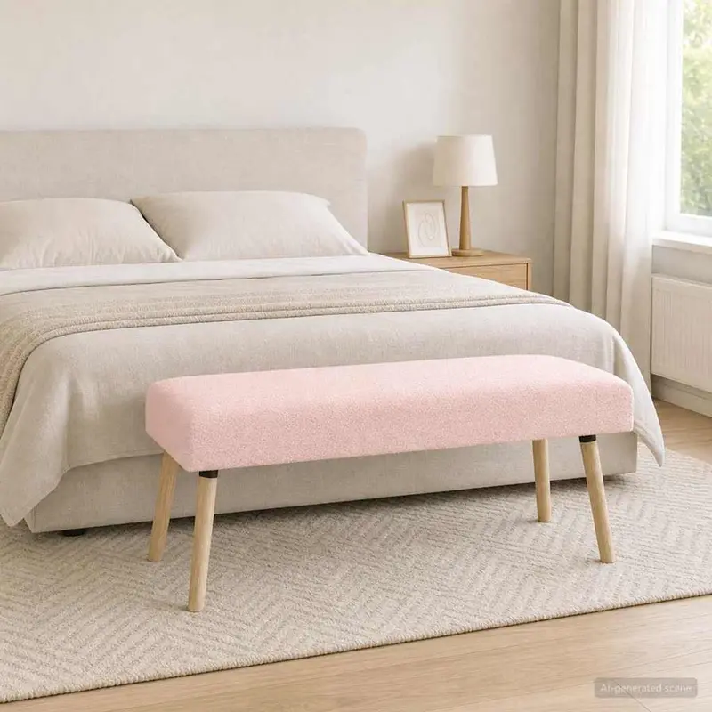 Vidaxl bank effen roze 110 x 40 x 46 cm bouclé